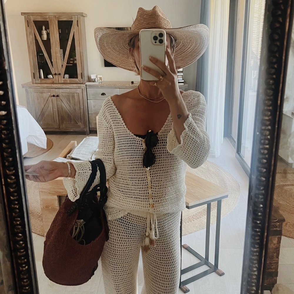 SHE MADE ME Crochet Button Down Top